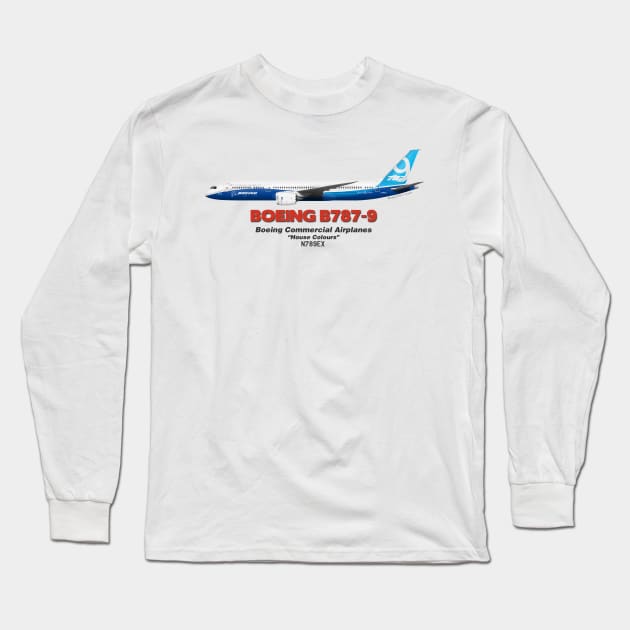 Boeing B787-9 - Boeing "House Colours" Long Sleeve T-Shirt by TheArtofFlying